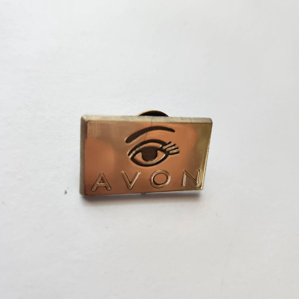 Vintage Avon Gold Tone Rectangular Pin Badge